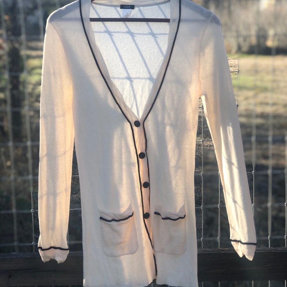 J. Crew “Tippi” Lightweight Cream Cardigan Medium